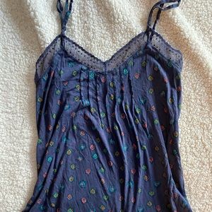 Aerie floral tank with lace trim